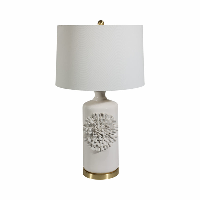 29 Dahlia Flower Applique Table Lamp, Cream/gold