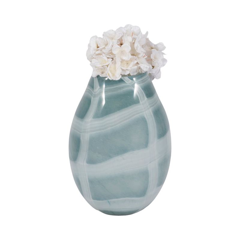 12 Slim Swirled Vase, Blue/white