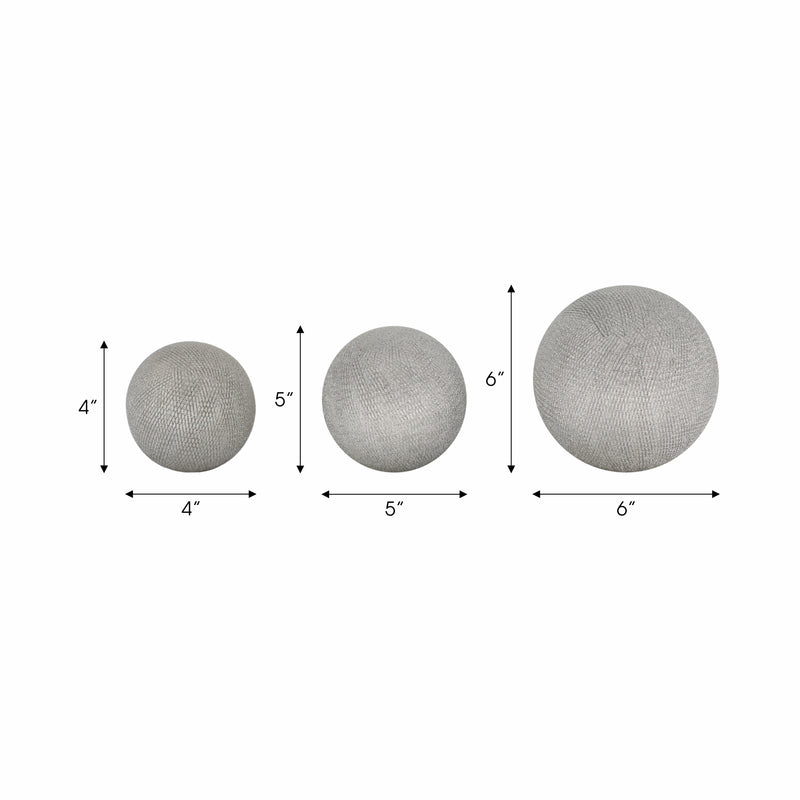 S/3 CERAMIC 6/5/4 ORBS, SILVER