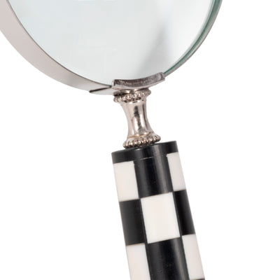 4 Checkerboard Handle Magnifying Glass, Black/whi