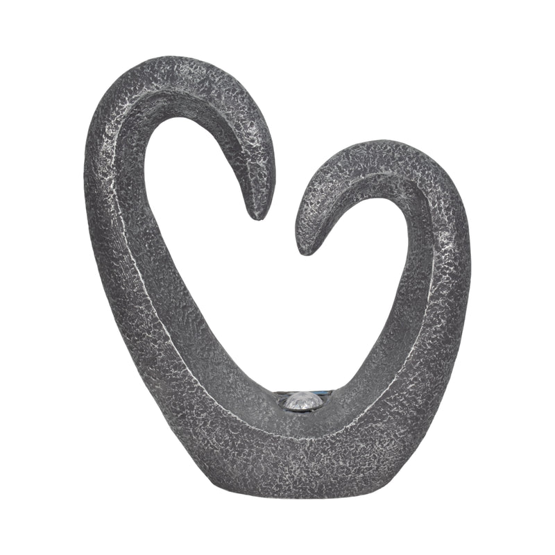 19 Heart Statue With Solar, Dark Grey