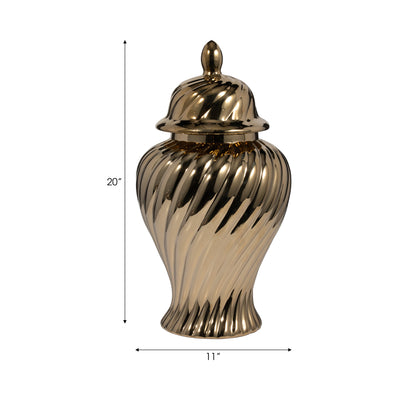 Cer, 20 Swirl Temple Jar, Gold