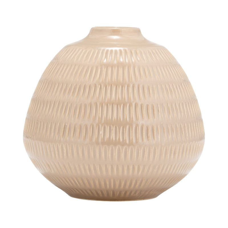 CER,6,STRIPE OVAL VASE,IRISH CREAM