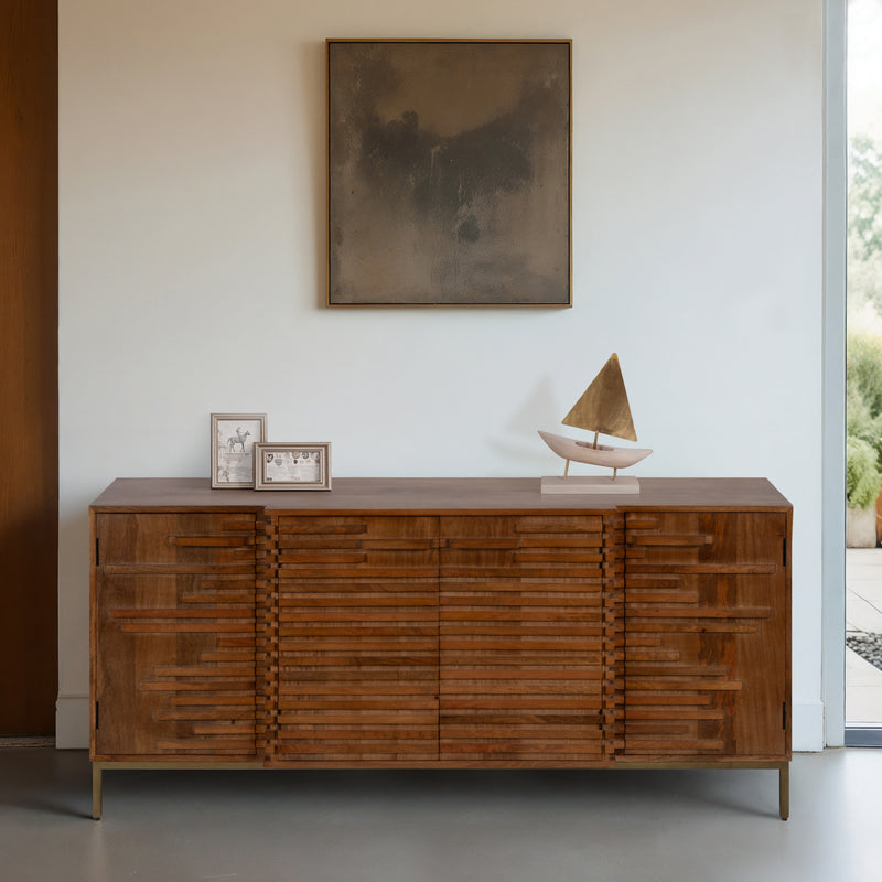 30 MIDCENTURY SLAT SIDEBOARD, MANGO BRWN