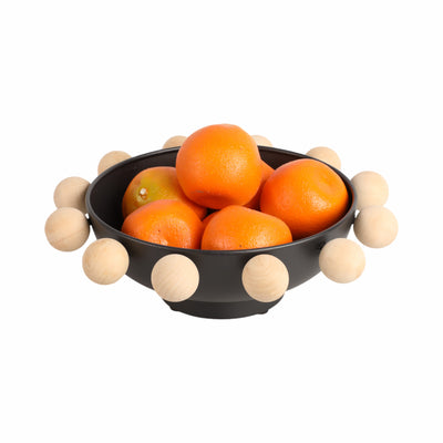 13 Bowl With Large Wooden Knobs, Black