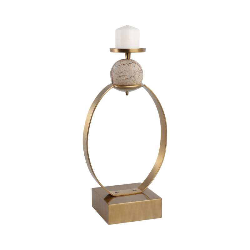 21durant Small Gold Candle Holder W/marble Sphere