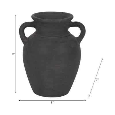 TERRACOTTA, 9 VASE WITH HANDLES, BLACK