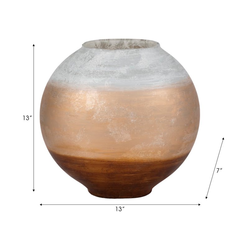 13 Gold Ombre Round Vase, White/gold