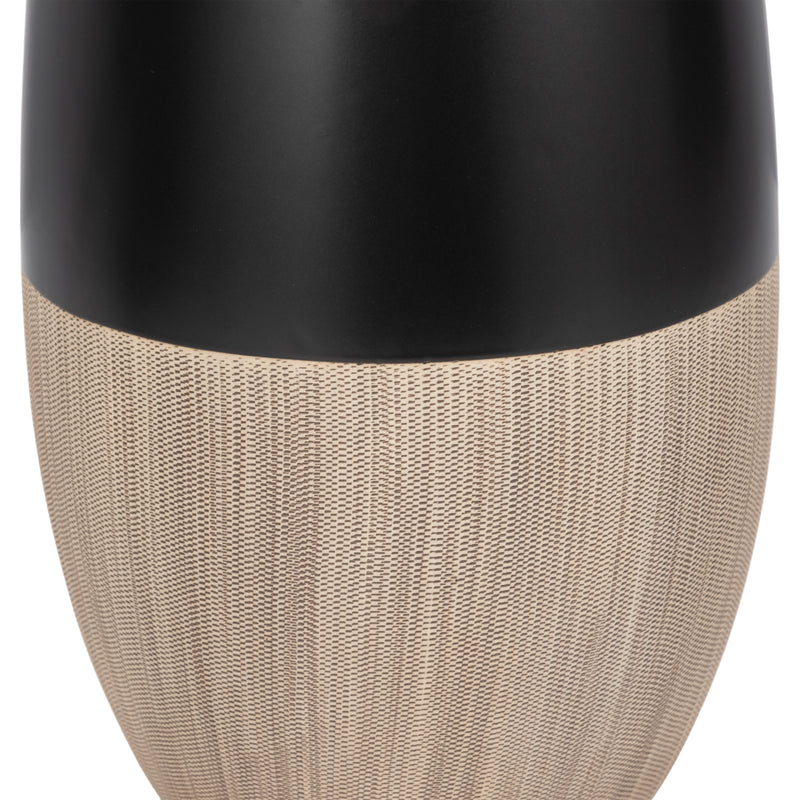 CER, 17H 2-TONE VASE, CREME/BLACK