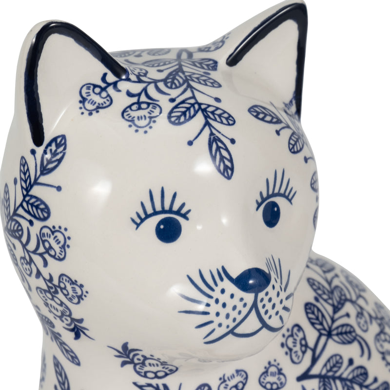 CER, 10 SITTING CHINOISERIE CAT, BLUE/WHITE