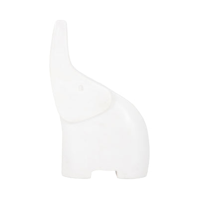 7 Trunk In The Air Marble Elephant, White