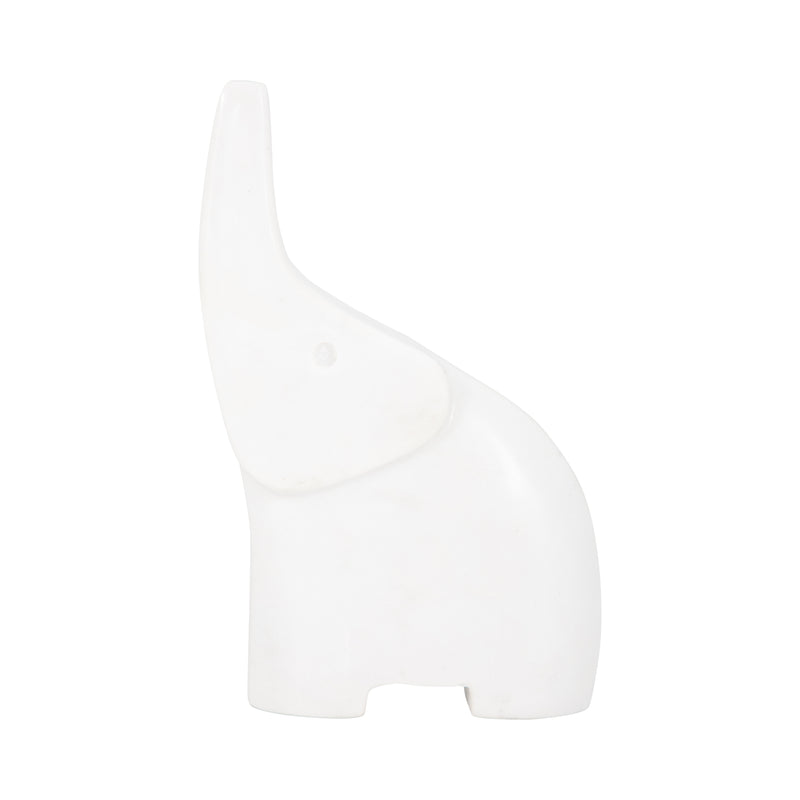 7 Trunk In The Air Marble Elephant, White