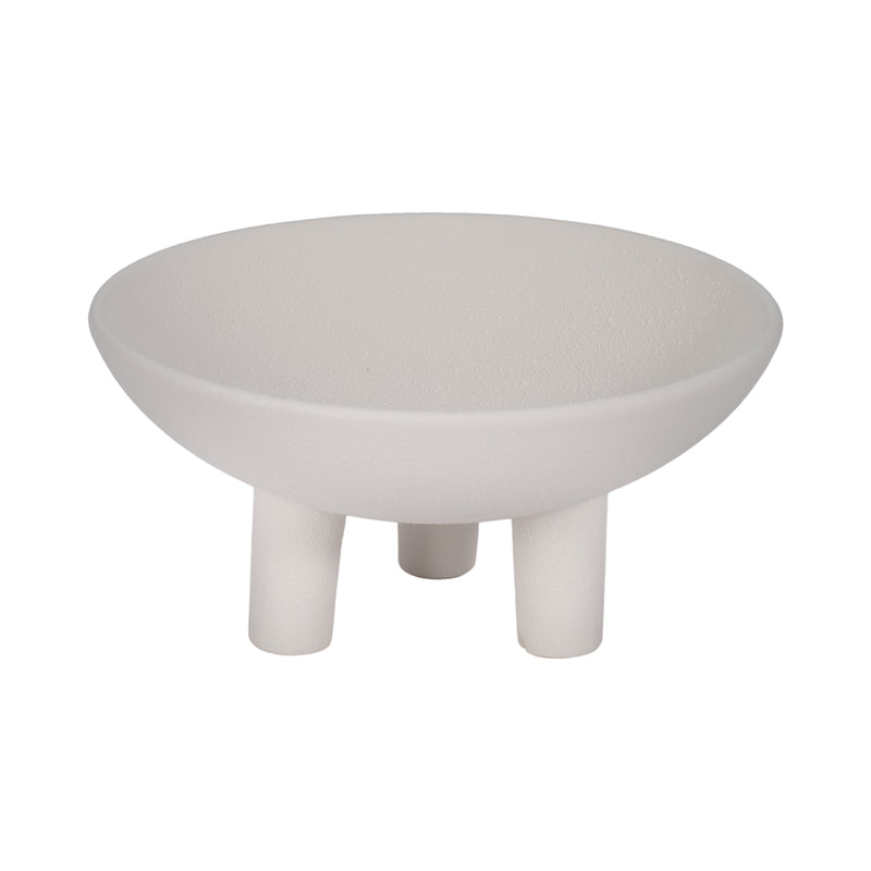 11 Textured Footed Bowl, White