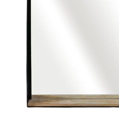 METAL, 22X30 MIRROR W/ SHELF, BLACK/BROWN