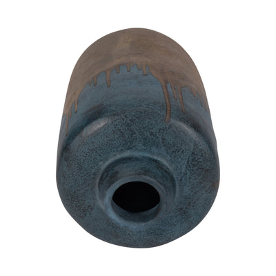 TERRACOTTA, 14H 2-TONE VASE, BLUE/IVORY