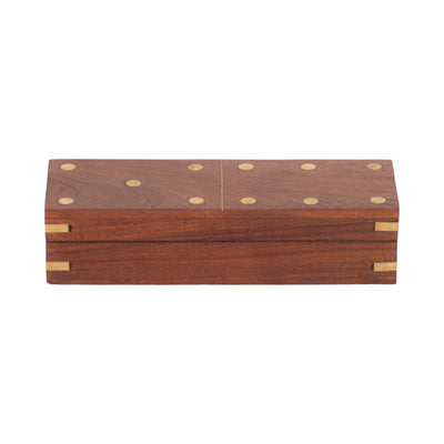 WOOD, 8X3 DOMINOES BOX, BROWN