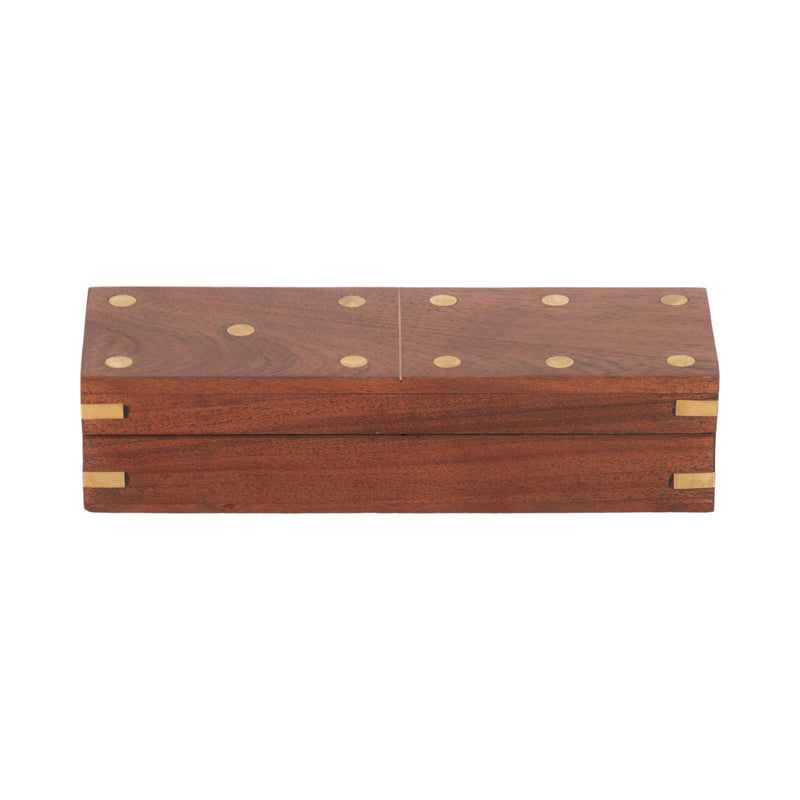 WOOD, 8X3 DOMINOES BOX, BROWN