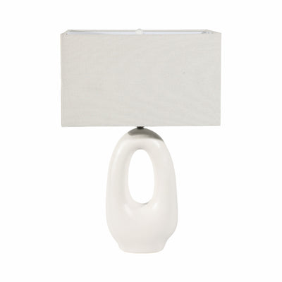 27 Open Cut-out Oval Table Lamp, White