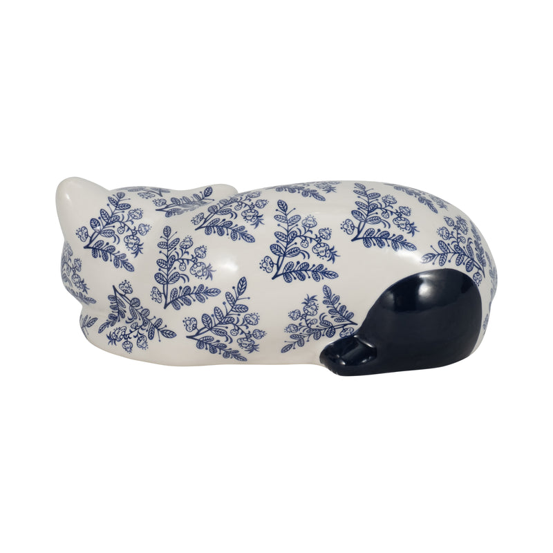 CER, 9 SLEEPING CHINOISERIE CAT, BLUE/WHITE