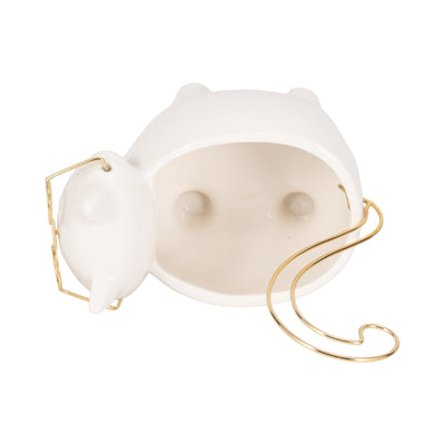 CER, 9 KITTY TRINKET DISH, WHITE/GOLD