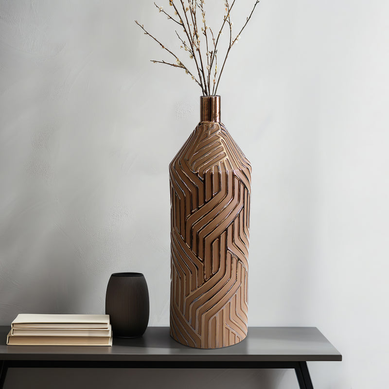 22 Montes Oversized Tribal Vase, Brwn/burnt Gold