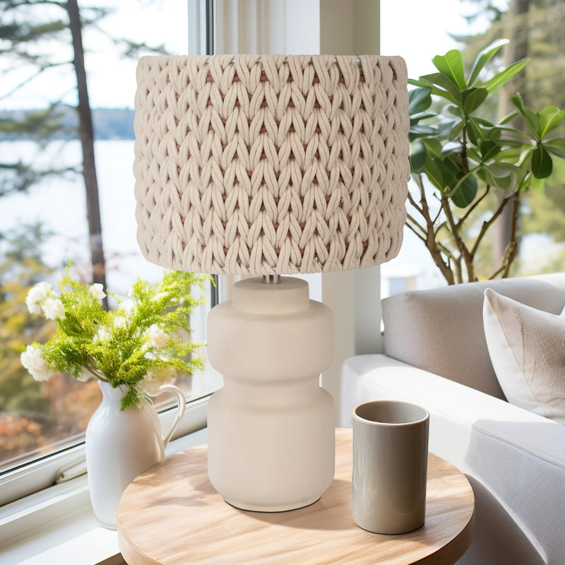 23ceramic Table Lamp With Macrame Shade