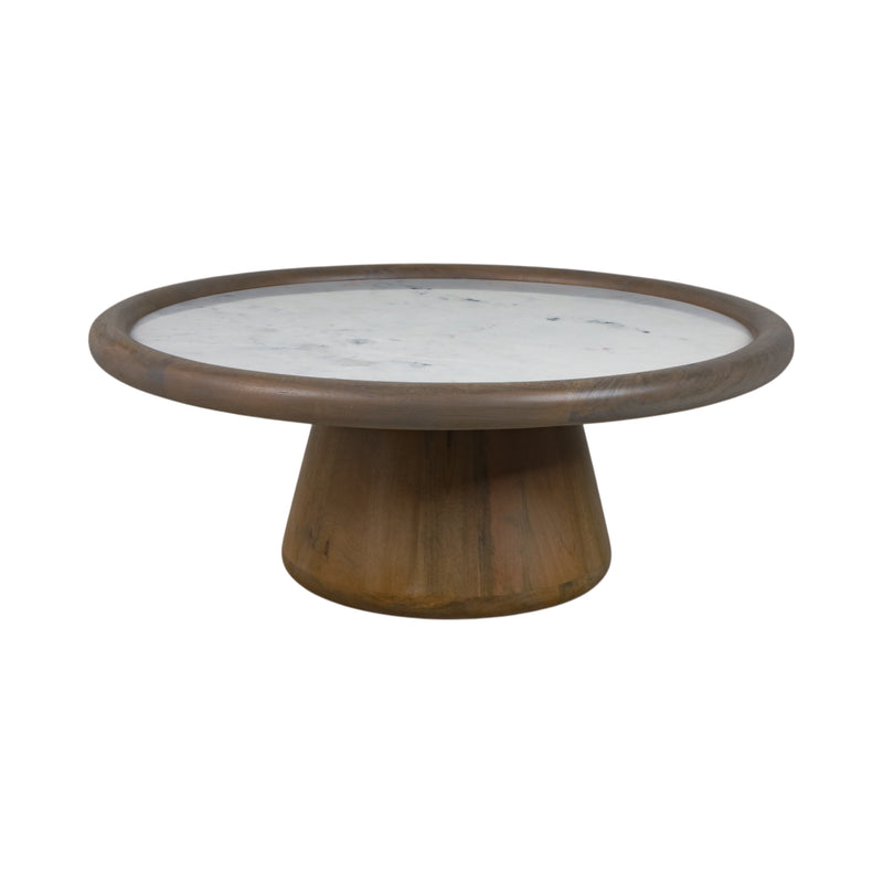 39 Aleena Wood And Marble Coffee Table, Brwn