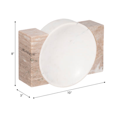 10 Marble Bowl With Onyx Marble Sides, White/tan