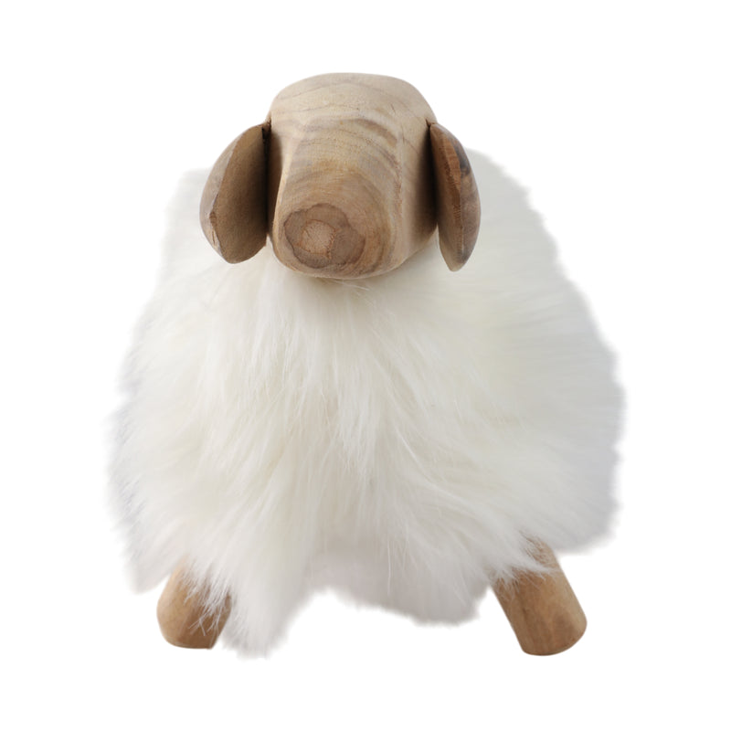 12 Faux Fur Sheep, White/natural