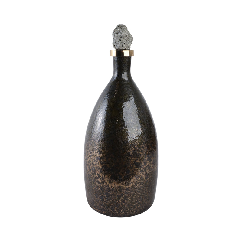 18 Arielle Medium Pyrite Stone And Glass Bottle