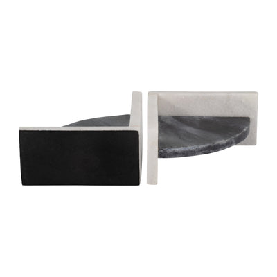 MARBLE,S/2 6H,ROUNDED BOOKENDS,BLACK/WHITE