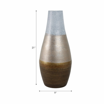 21gold Ombre Metal Hourglss Vase,wht/gld