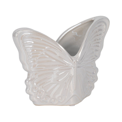 7 Iridescent Butterfly Planter, Ivory