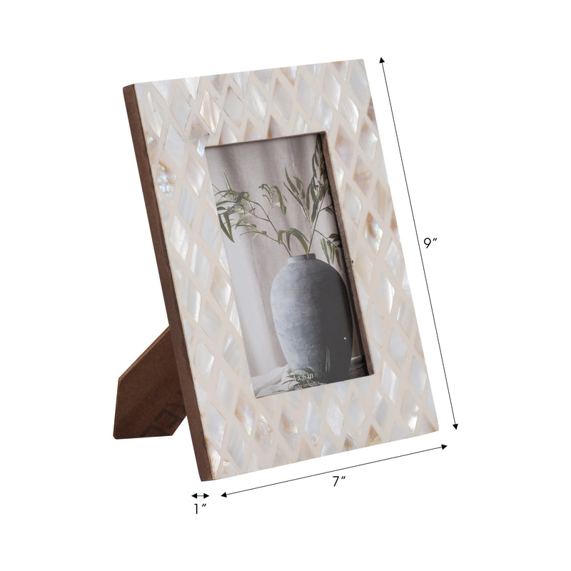 RESIN, 4X6 CAPIZ DIAMOND PHOTO FRAME, MULTI