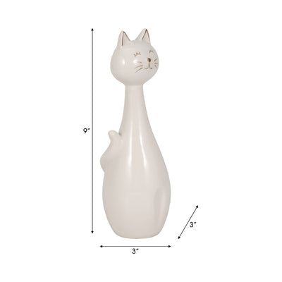 9 Sitting Kitty, White/gold