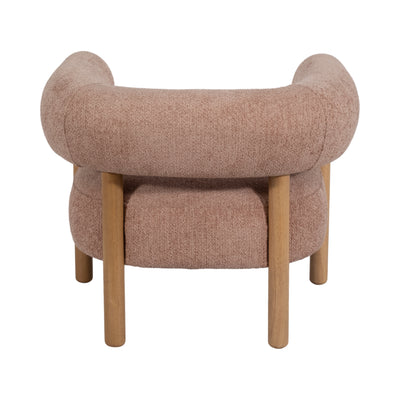 Roundback Accent Chair W/ Wood Legs, Pink