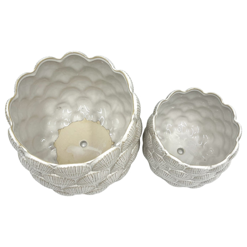 S/2 7/9 Seashell Planters, White