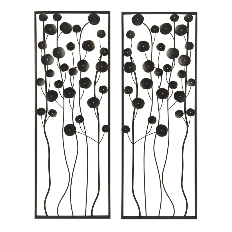 S/2 36 Dainty Flowers Metal Wall D?cor, Black/gol