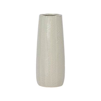 CER, 12 ETCHED LINES CYLINDER VASE, CUCUMBER