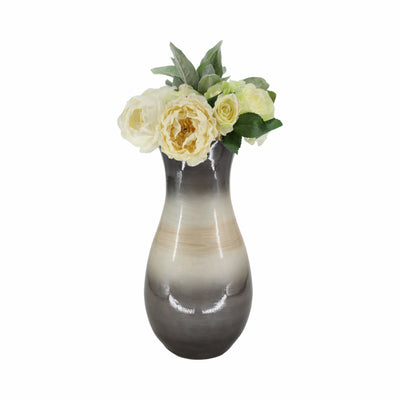 GLASS, 18 VASE WITH METAL RIM, MULTI