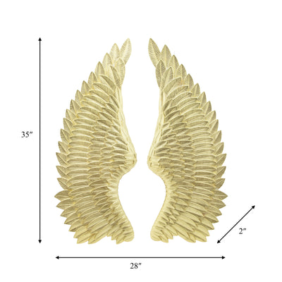 RESIN S/2 ANGEL WINGS WALL ACCENT, GOLD