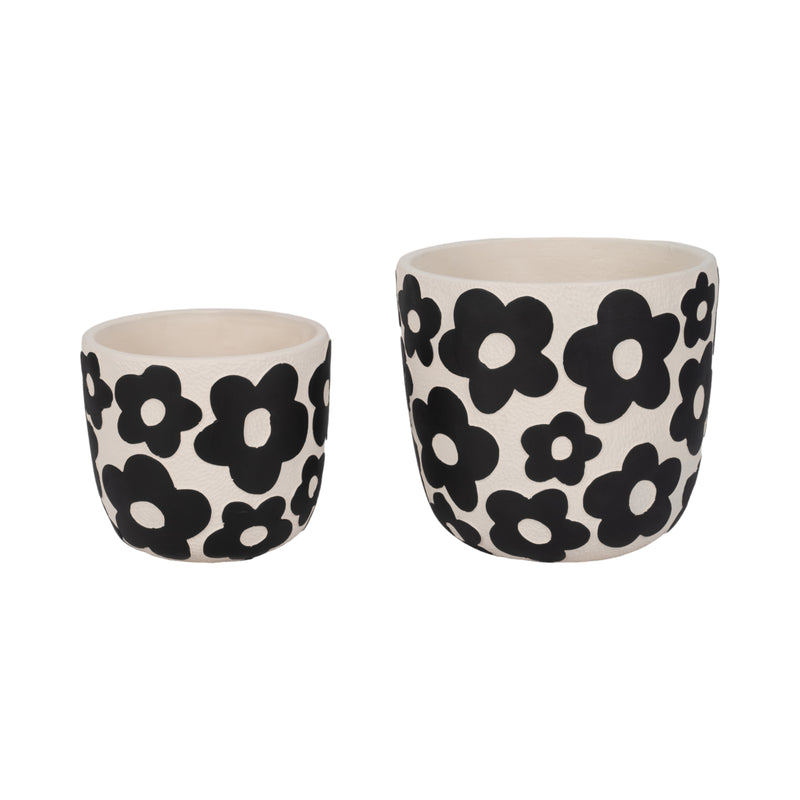 S/2 7/9 Flower Power Planters, Black