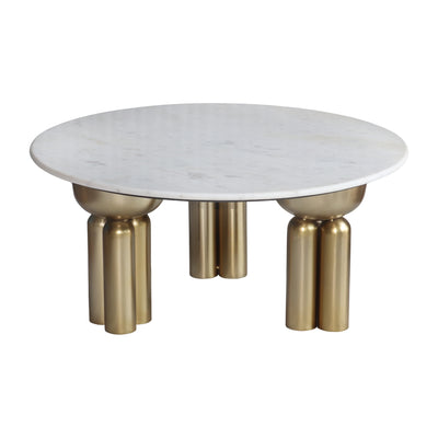 Metal, 36 Marble Top Coffee Table, Gold/white,kd