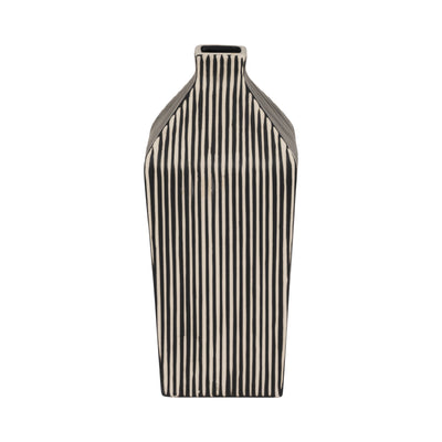 11 Lines Square Vase, Black/white