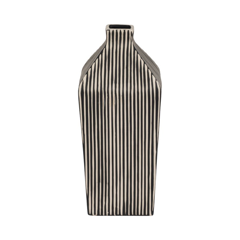 11 Lines Square Vase, Black/white