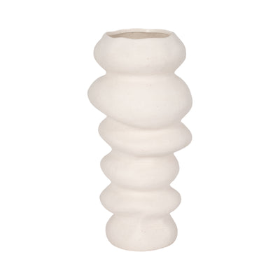 16x8 Hand Scribed Cairn Vase, White