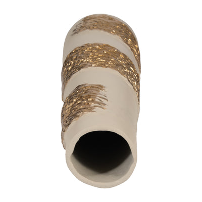 Glass, 22 Aluminum Wrapped Vase, White/gold