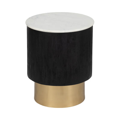 20 Gold Pedestal Accent Table Marble Top, Wht/blk