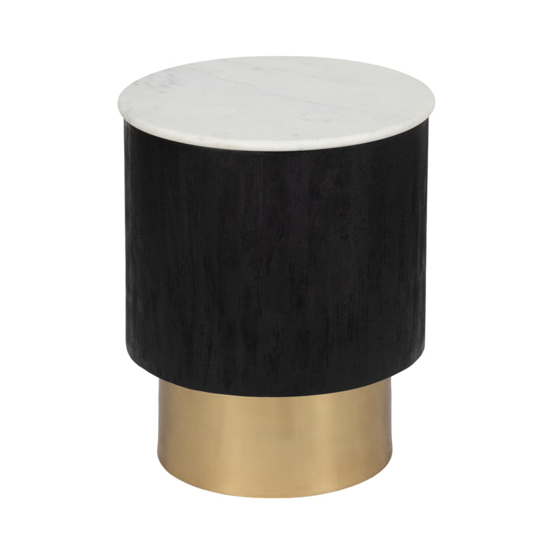 20 Gold Pedestal Accent Table Marble Top, Wht/blk