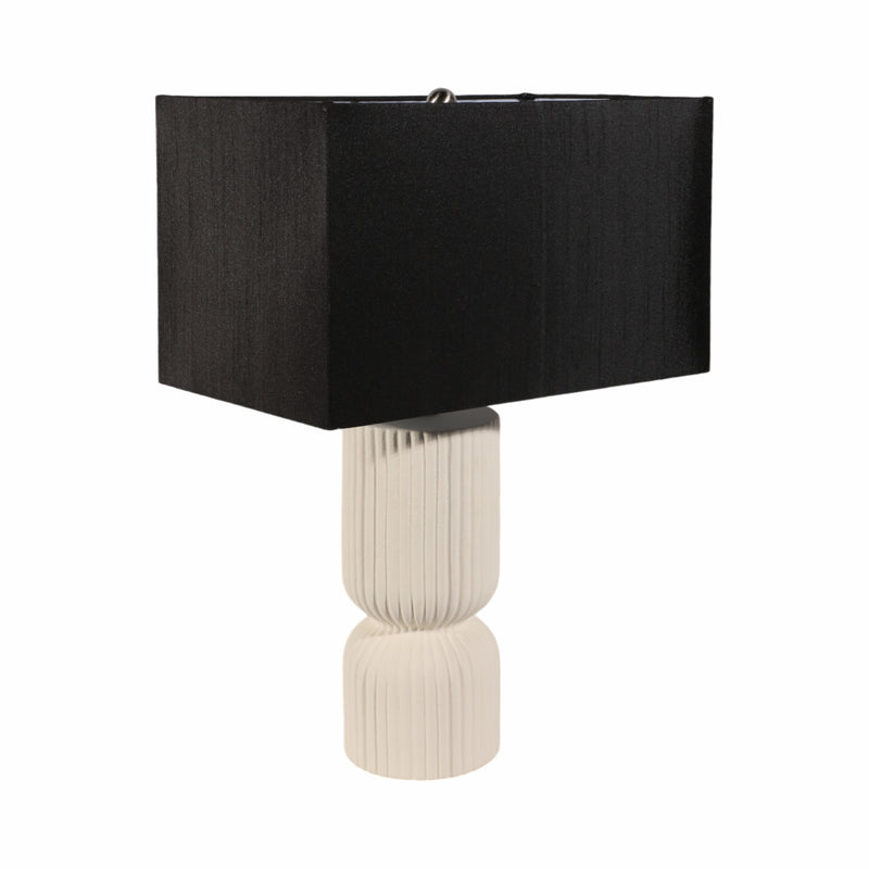 22 Fluted Cylinder Table Lamp, White/black